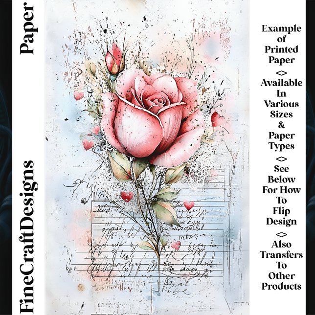 Shabby Chic Pink Rose & Hearts CJ8 Scrapbook Paper (Von Creator hochgeladen)