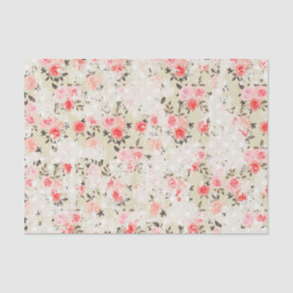 Shabby Chic Pink Roses Beige Polka Dots Seidenpapier