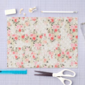 Shabby Chic Pink Roses Beige Polka Dots Seidenpapier (Handwerk)
