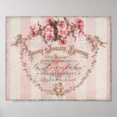 Shabby Chic Pink Roses Cupids French Script Poster (Vorne)
