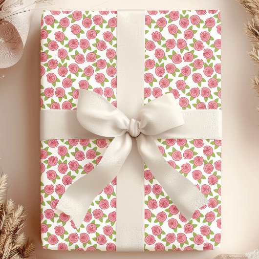 Shabby Chic Pink Roses Geschenkpapier