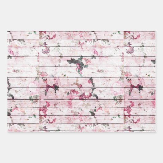 Shabby Chic Pink Roses Geschenkpapier Set (Vorderseite 2)