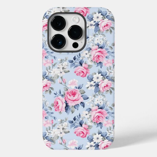 Shabby Chic Pink Roses Muster Case-Mate iPhone Hülle (Rückseite)