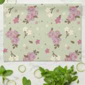 Shabby Chic Pink Roses Muster Geschirrtuch (Gefaltet)