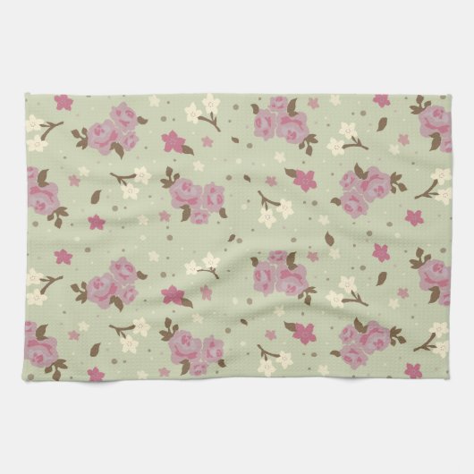 Shabby Chic Pink Roses Muster Geschirrtuch (Horizontal)