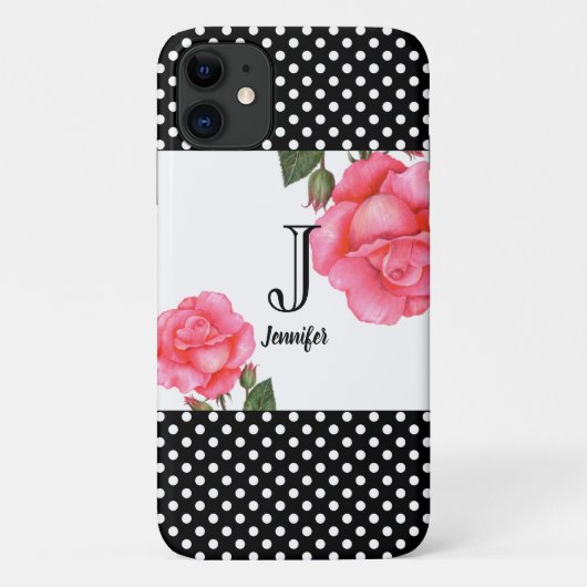 Shabby Chic Pink Roses Polka Dosen Case-Mate iPhone Hülle (Rückseite)