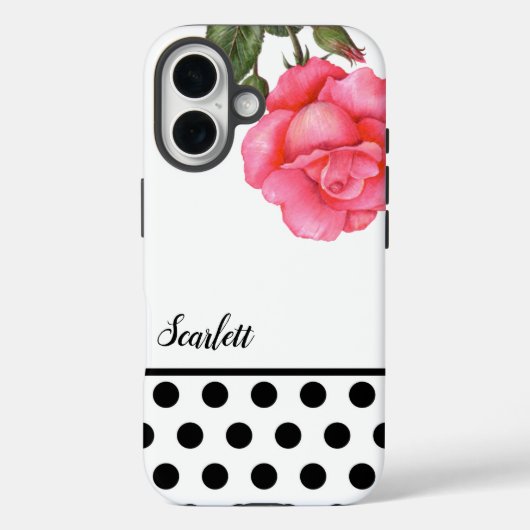 Shabby Chic Pink Roses Polka Dots Case-Mate iPhone Hülle (Rückseite)