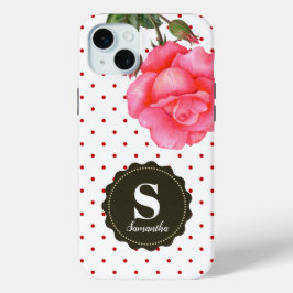Shabby Chic Pink Roses Red White Polka Dots Case-Mate iPhone Hülle