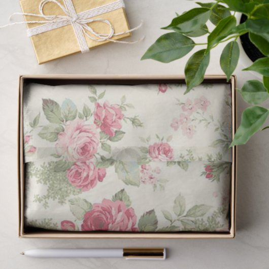 Shabby Chic Pink Serie Design 6 Seidenpapier (Geschenk)