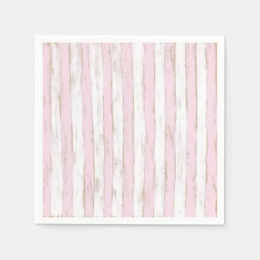 Shabby Chic Pink Stripe Napkins Serviette (Vorderseite)