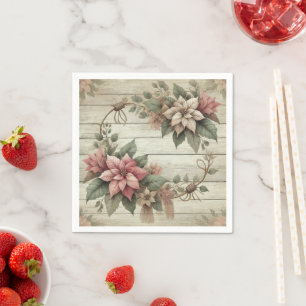 Shabby Chic Poinsettia Garland Decoupage Napkins Serviette