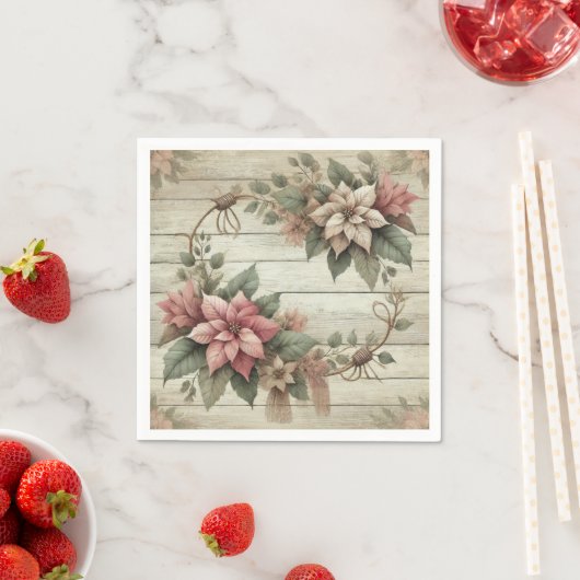 Shabby Chic Poinsettia Garland Decoupage Napkins Serviette (Beispiel)
