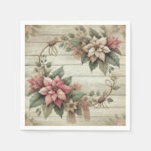 Shabby Chic Poinsettia Garland Decoupage Napkins Serviette (Vorderseite)