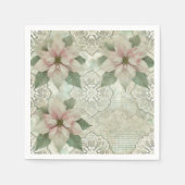 Shabby Chic Poinsettia und Spitzen-Dekoupage Napki Serviette (Vorderseite)