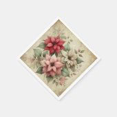 Shabby Chic Poinsettias auf Linen Decoupage Napkin Serviette (Ecke)