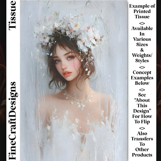 Shabby Chic-Portrait, White Blooms CX7L-Decoupage Seidenpapier