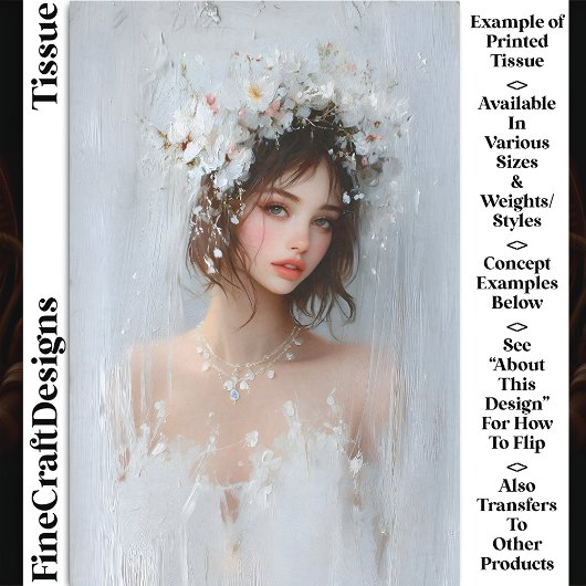 Shabby Chic-Portrait, White Blooms CX7R-Decoupage Seidenpapier