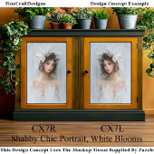 Shabby Chic-Portrait, White Blooms CX7R-Decoupage Seidenpapier