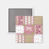 Shabby Chic Quilt Patch Monogramm Magnet (Vorderseite/Rückseite)