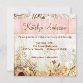 Shabby Chic Quinceanera Vintage Foto-Karte Announc Einladung (Rückseite)