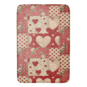 Shabby Chic Red Patchwork Pattern Badematte (Vorderseite Vertikal)