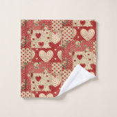 Shabby Chic Red Patchwork Pattern Badhandtuch Set (Waschlappen)