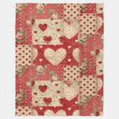 Shabby Chic Red Patchwork Pattern Fleecedecke (Vorderseite)