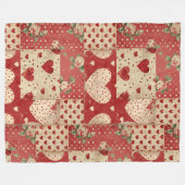 Shabby Chic Red Patchwork Pattern Fleecedecke (Vorderseite (Horizontal))