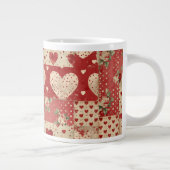 Shabby Chic Red Patchwork Pattern Jumbo-Tasse (Rechts)