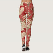 Shabby Chic Red Patchwork Pattern Leggings (Rückseite)