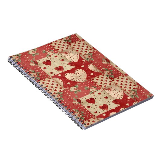 Shabby Chic Red Patchwork Pattern Notizblock (Rechte Seite)