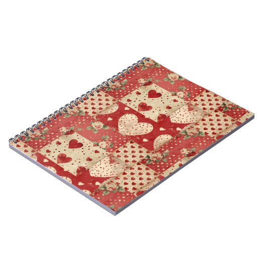 Shabby Chic Red Patchwork Pattern Notizblock (Linke Seite)