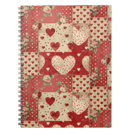 Shabby Chic Red Patchwork Pattern Notizblock
