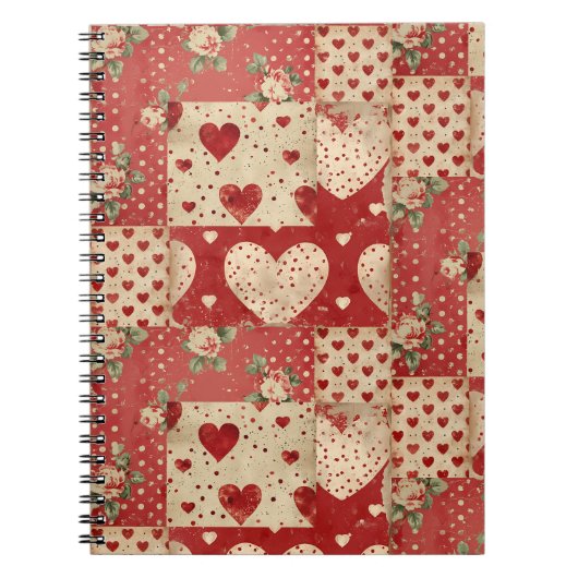 Shabby Chic Red Patchwork Pattern Notizblock (Vorderseite)