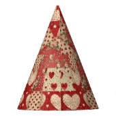Shabby Chic Red Patchwork Pattern Partyhütchen (Rückseite)
