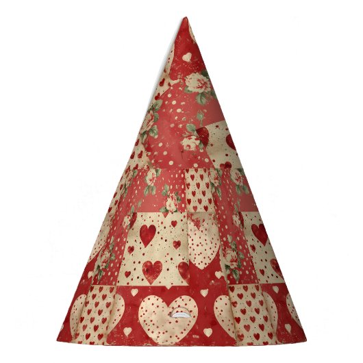 Shabby Chic Red Patchwork Pattern Partyhütchen (Links)