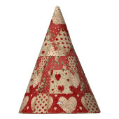 Shabby Chic Red Patchwork Pattern Partyhütchen (Rechts)