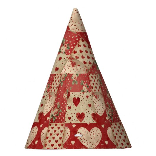 Shabby Chic Red Patchwork Pattern Partyhütchen (Rechts)