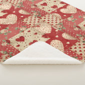 Shabby Chic Red Patchwork Pattern Sherpadecke (3/4)