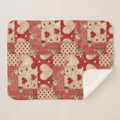 Shabby Chic Red Patchwork Pattern Sherpadecke (Vorderseite (Horizontal))
