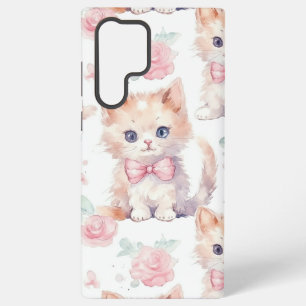 Shabby Chic Romantic Kitten Floral Samsung Galaxy Hülle