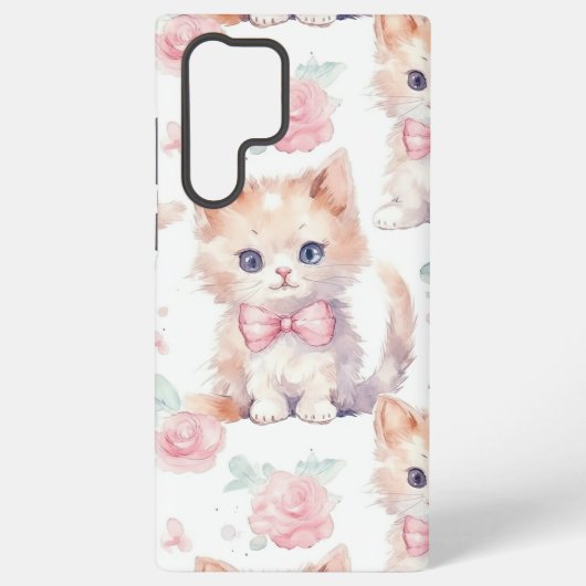 Shabby Chic Romantic Kitten Floral Samsung Galaxy Hülle (Rückseite)