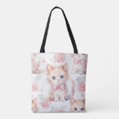Shabby Chic Romantic Kitten Floral Tasche (Rückseite)