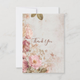 Shabby Chic Romantische Vintage-Rosen Florale Part Dankeskarte