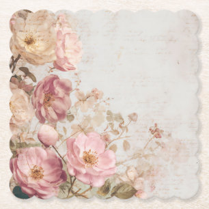 Shabby Chic Romantische Vintage-Rosen Florale Part Untersetzer