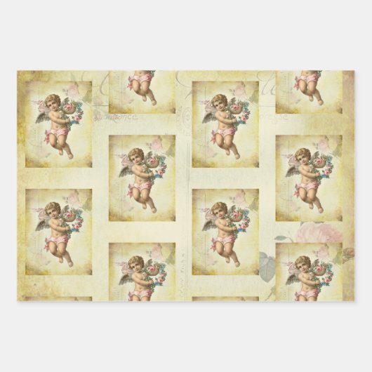 Shabby Chic Romantischer französischer inspirierte Geschenkpapier Set (Vorderseite)