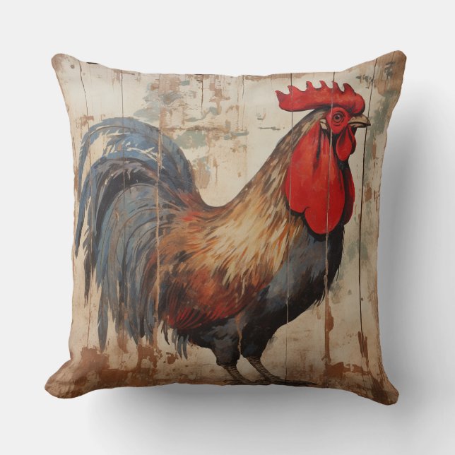 Shabby Chic Rooster Kissen (Vorderseite)