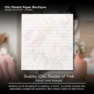 Shabby Chic Rosa Blumen Linien Notizblock