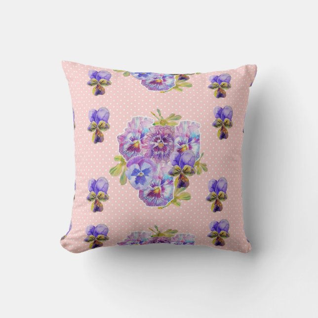 Shabby Chic Rosa Blumenmuster Blume Kissen (Vorderseite)