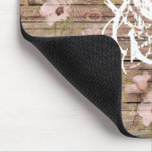 Shabby Chic Rosa Blumenmuster Holz Monogramm Mousepad (Ecke)